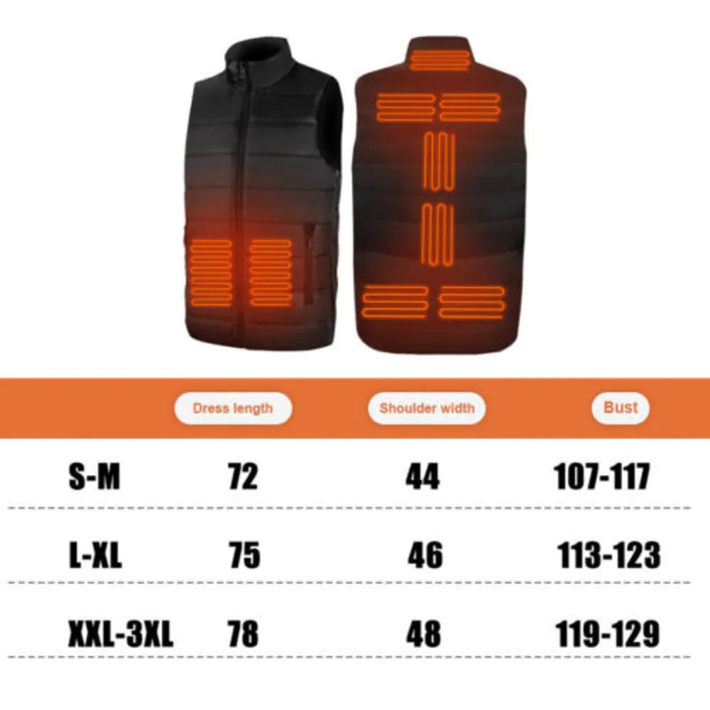 Electric Heated Vest Gilet Winter Body Warmer Heating Warm up Thermal Jacket Men