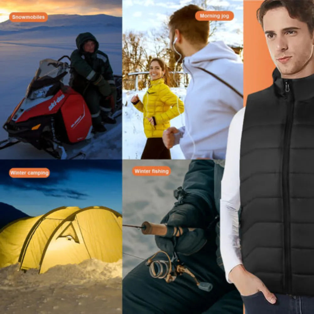 Electric Heated Vest Gilet Winter Body Warmer Heating Warm up Thermal Jacket Men