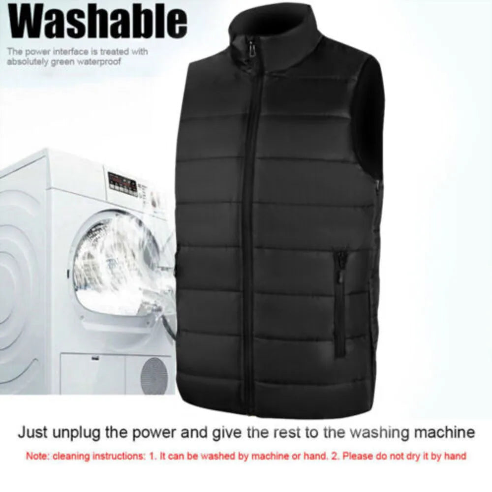 Electric Heated Vest Gilet Winter Body Warmer Heating Warm up Thermal Jacket Men